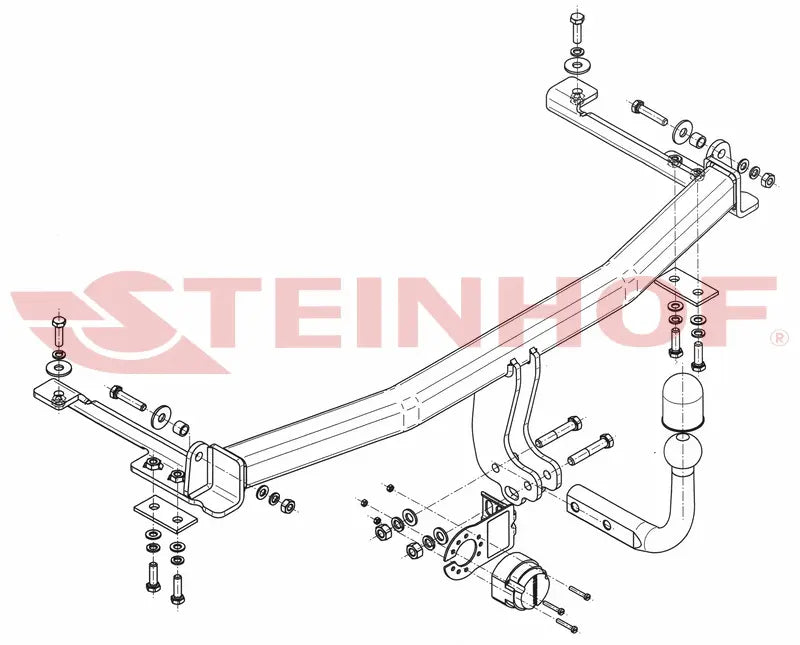 Steinhof fastmontert tilhengerfeste til Honda Jazz II 5D (GD/GE) 2002-2008 – D-verdi 5,9 kN, maks. 1000 kg