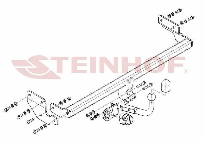 Steinhof fastmontert tilhengerfeste til Hyundai Accent 4D (2006-2010) – D-verdi 7,5 kN, maks. 1400 kg