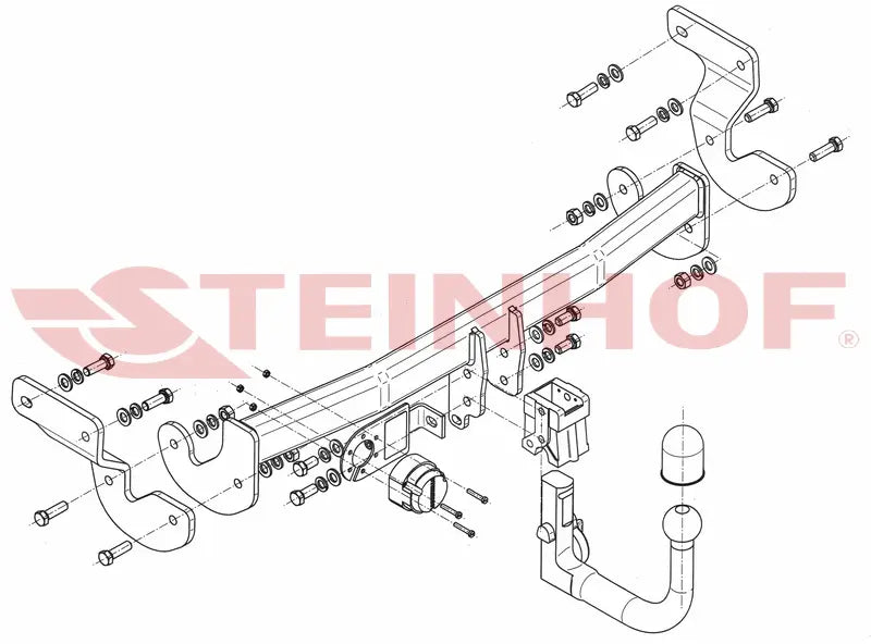 Steinhof avtagbart tilhengerfeste til Hyundai i40 4D (2011-) – vertikal kule med lås, maks. 1800 kg
