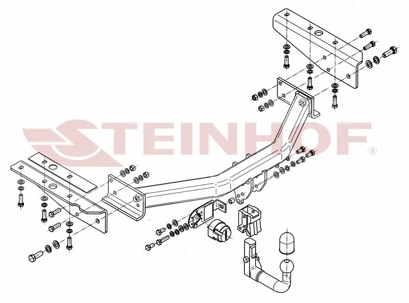 Steinhof avtagbart tilhengerfeste til Jeep Cherokee IV (2007-2012) – vertikal kule med lås, maks. 3500 kg
