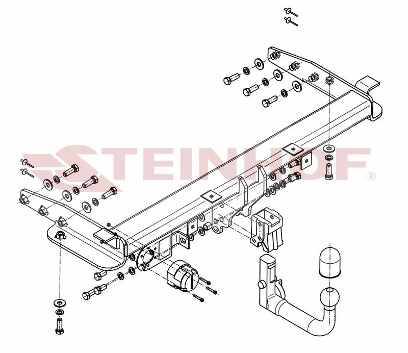 Steinhof avtagbart tilhengerfeste til Jeep Grand Cherokee IV (WK2) Facelift 2013-2021 – vertikal kule med lås