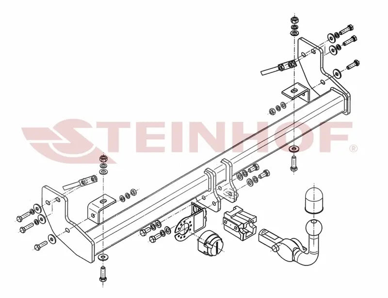 Steinhof avtagbart tilhengerfeste til Jeep Wrangler TJ (1996-2006) – D-verdi 10 kN, maks. 2100 kg
