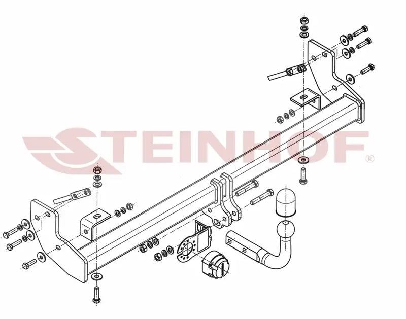 Steinhof fastmontert tilhengerfeste til Jeep Wrangler TJ (1996-2006) – D-verdi 10 kN, maks. 2100 kg