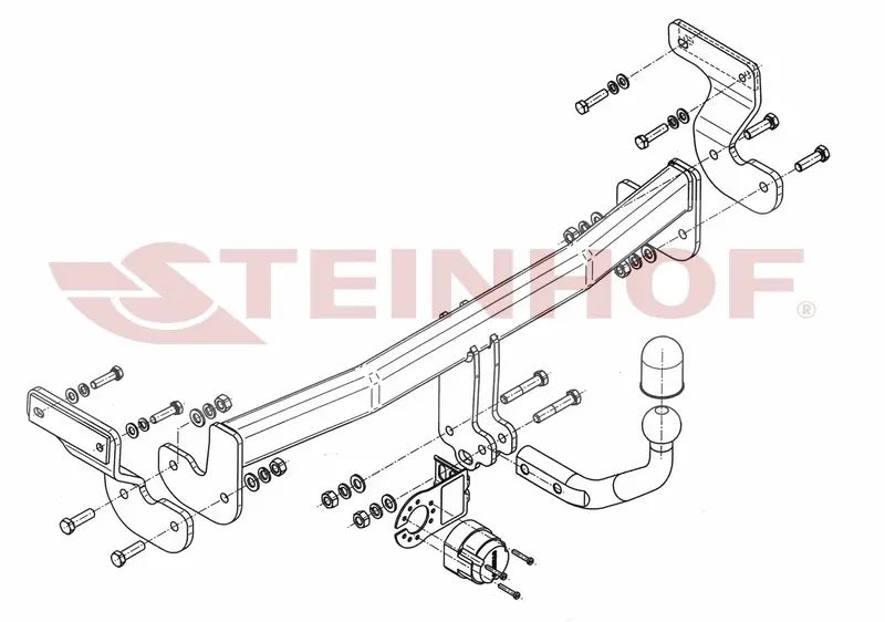 Steinhof fastmontert tilhengerfeste til Kia Optima 4D (2012–2015) – D-verdi 9,9 kN, maks. 1800 kg