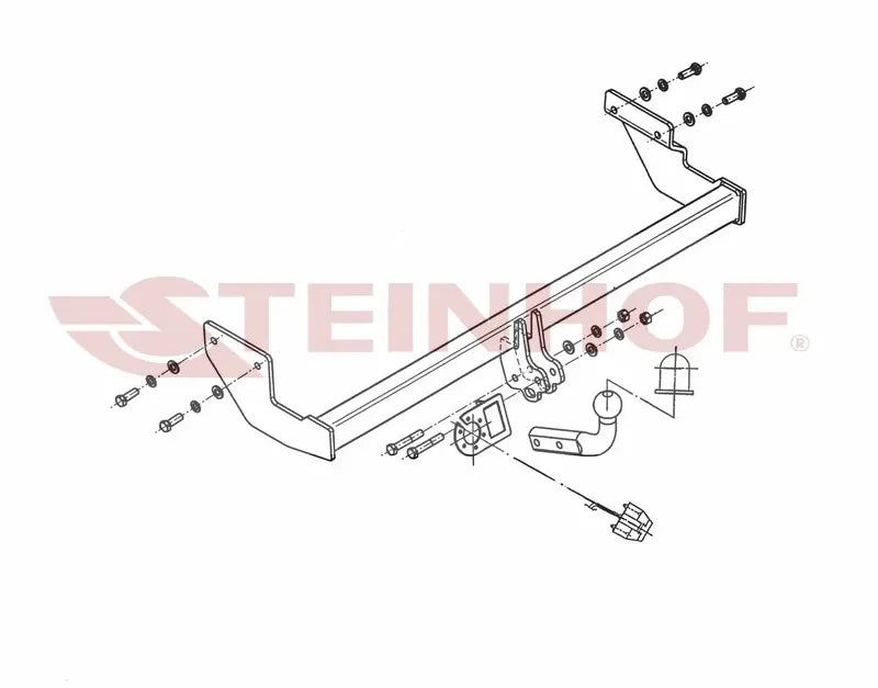 Tilhengerfeste Kia Picanto 5D (2004-2011) – fastmontert - sett forfra