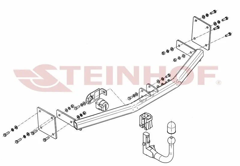 Steinhof avtagbart tilhengerfeste til Kia Rio III (2011–2017) – vertikal kule med lås, E20-godkjent