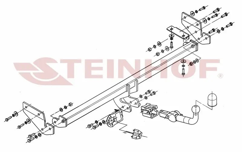 Steinhof avtagbart tilhengerfeste til Kia Soul I (2008-2013) – horisontal kule med lås, D-verdi 7,4 kN