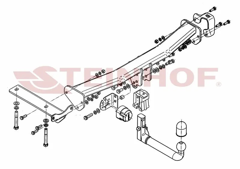 Steinhof avtagbart tilhengerfeste til Rover Freelander II (2012-2014) – vertikal kule med lås, maks. 2300 kg