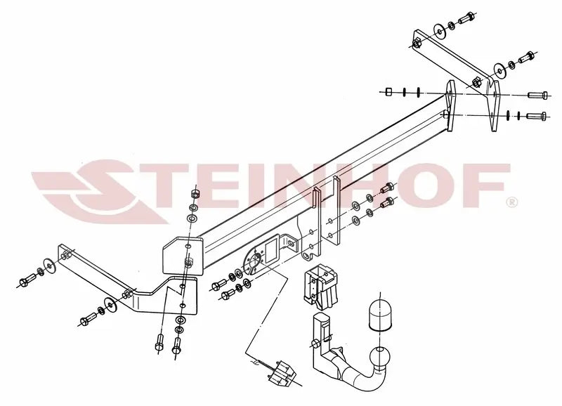 Steinhof avtagbart tilhengerfeste til Mazda CX-7 (2007–2012) – vertikal kule med lås, maks. 1700 kg