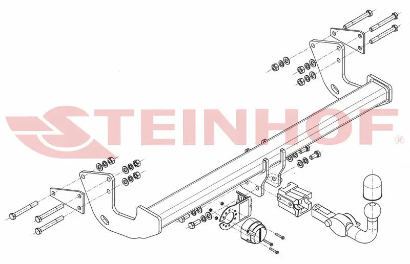 Steinhof avtagbart tilhengerfeste til Mercedes Vito (W447) 2014– med horisontal kule og sikkerhetslås