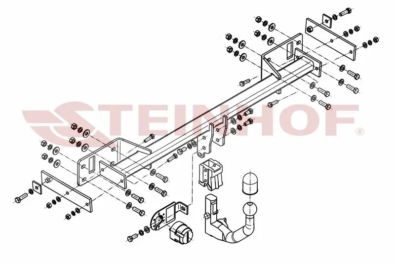 Steinhof avtagbart tilhengerfeste til Mercedes W 246 B-Klasse (2011–2018) – vertikal kule med sikkerhetslås