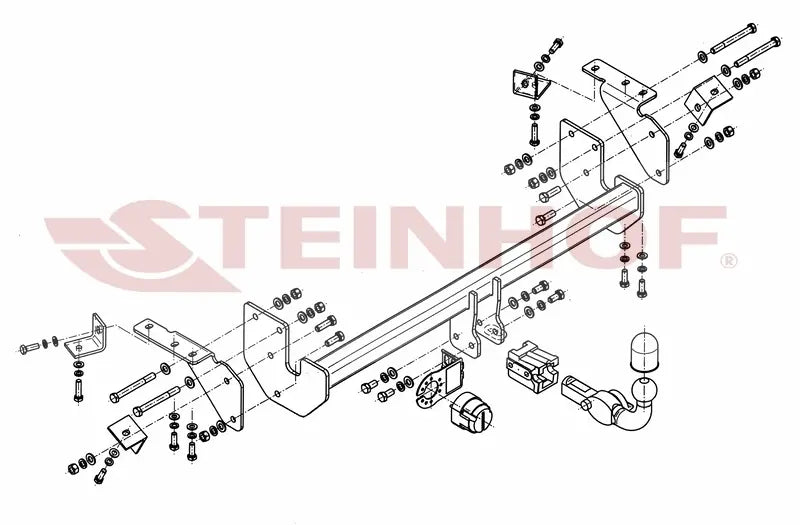 Steinhof avtagbart tilhengerfeste til Mitsubishi ASX I (2010-2023) – horisontal kule med sikkerhetslås, maks. 1500 kg
