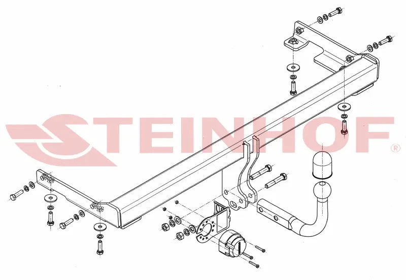 Steinhof fastmontert tilhengerfeste til Mitsubishi Galant 4D (EA) 1997–2004 – D-verdi 9,02 kN, maks 1800 kg