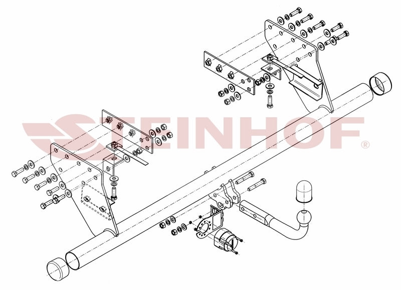 Steinhof fastmontert tilhengerfeste til Mitsubishi L-200 side plastic bumper short step 2006-2009 – D-verdi 14,1 kN