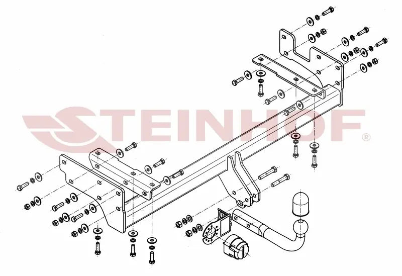 Tilhengerfeste Mitsubishi Outlander I (2003-2006) – fastmontert - sett forfra