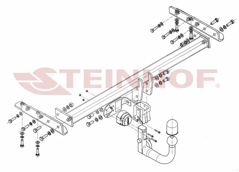 Steinhof avtagbart tilhengerfeste til Nissan Almera 4D (N16) 2000–2006 – D-verdi 8,2 kN, maks. 1500 kg