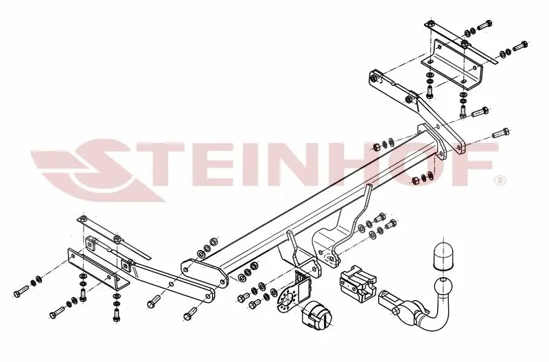 Steinhof avtagbart tilhengerfeste til Nissan Juke 2WD (F15) 2014– – horisontal kule med lås