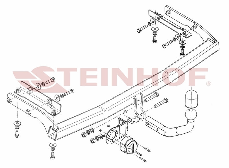 Steinhof fastmontert tilhengerfeste til Nissan Note 2006-2013 – D-verdi 6,9 kN, maks. 1200 kg tilhengervekt