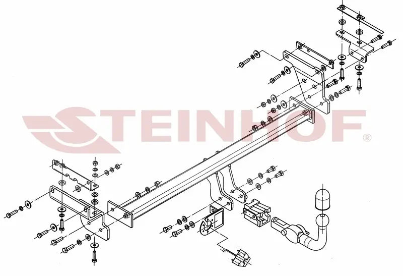 Steinhof avtagbart tilhengerfeste til Nissan Qashqai +2 JJ10 (2008–2014) – horisontal kule med lås
