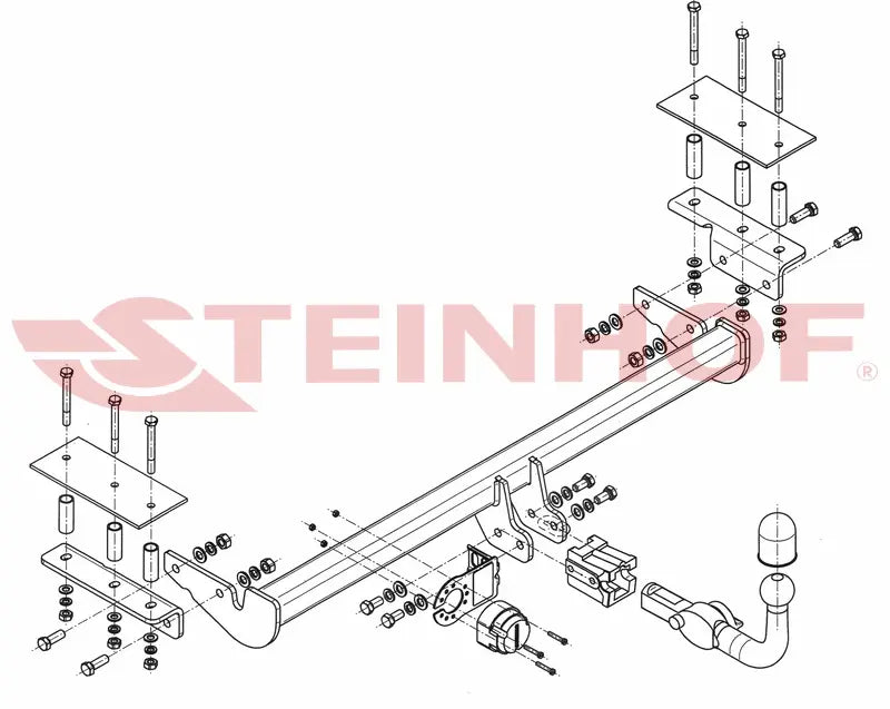 Steinhof avtagbart tilhengerfeste til Opel Astra III (H) 4D (2008–2012) – horisontal kule med lås