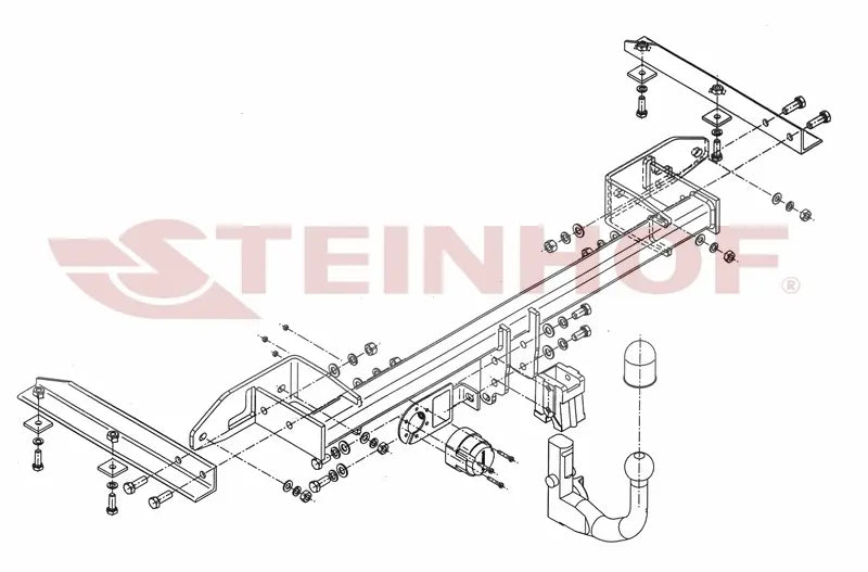 Steinhof avtagbart tilhengerfeste til Opel Zafira C 2012-2019 – vertikal kule med lås