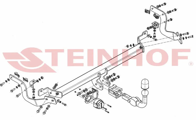 Steinhof avtagbart tilhengerfeste til Peugeot 2008 I (2013-2019) – horisontal kule med lås, maks. 1300 kg