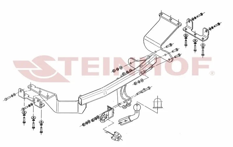 Tilhengerfeste Peugeot 4007 (2007-2012) – fastmontert - sett forfra