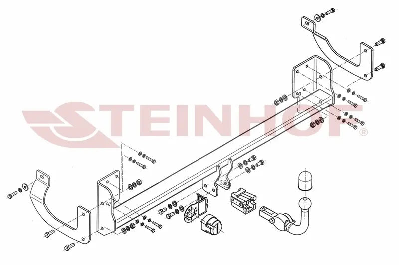 Steinhof avtagbart tilhengerfeste til Peugeot 407 4D (2004–2011) – horisontal kule med lås