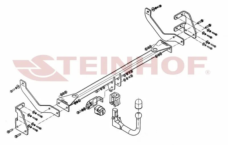 Steinhof avtagbart tilhengerfeste til Peugeot 508 I Sedan (2010-2018) – vertikal kule med lås, maks 1900 kg
