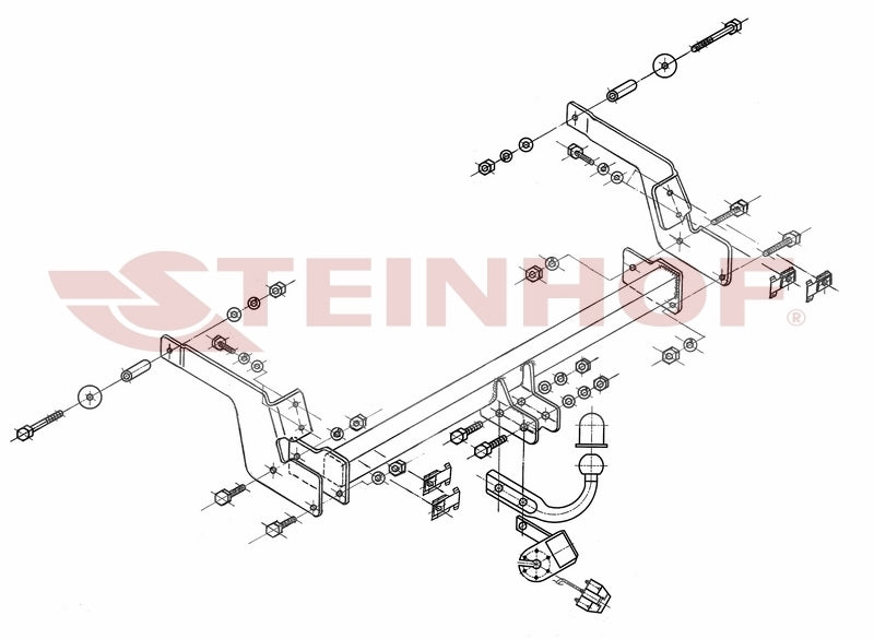Tilhengerfeste Renault Laguna Grand Tour (2001-2008) – fastmontert - sett forfra