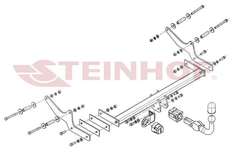 Steinhof avtagbart tilhengerfeste til Renault Laguna III 5D (eksl. GT) 2007-2015 – horisontal kule med lås