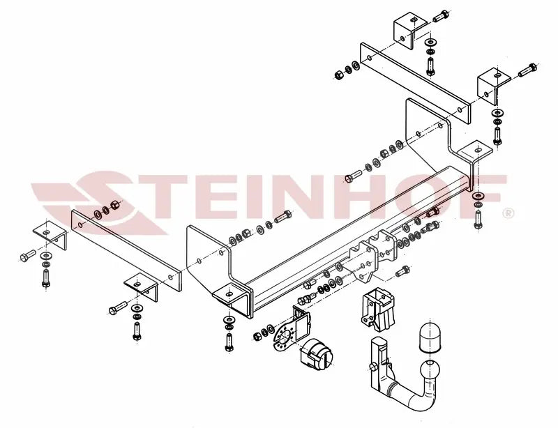 Steinhof avtagbart tilhengerfeste til Renault Master III (2010-2024) – vertikal kule med lås, maks. 2500 kg