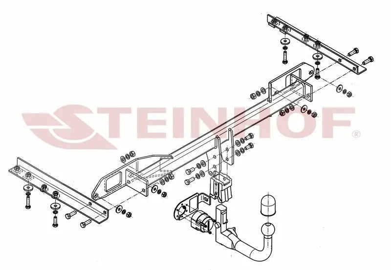 Steinhof avtagbart tilhengerfeste til Saab 9-5 II (2010-2012) – D-verdi 11,3 kN, maks. 2000 kg