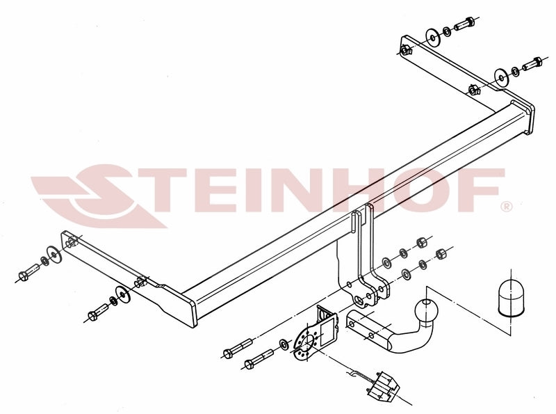 Steinhof fastmontert tilhengerfeste til Skoda Yeti 5D (2WD/4WD) 2009– – D-verdi 9,6 kN, maks. 1800 kg