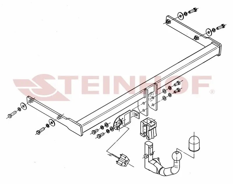 Steinhof avtagbart tilhengerfeste til Skoda Yeti 5D (2WD/4WD) 2009– – D-verdi 9,6 kN, maks. 1800 kg
