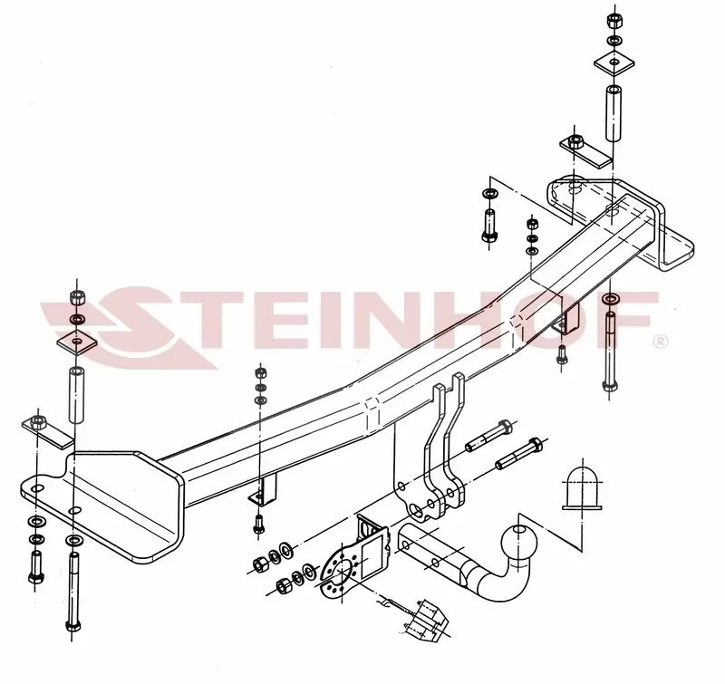 Steinhof fastmontert tilhengerfeste til Ssangyong Rexton (eksl. version with parking sensors) 2006-2013 – 3500 kg