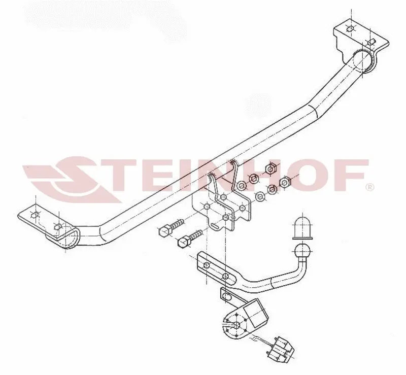 Tilhengerfeste Toyota Avensis I (T22) (1997-2003) – fastmontert - sett bakfra