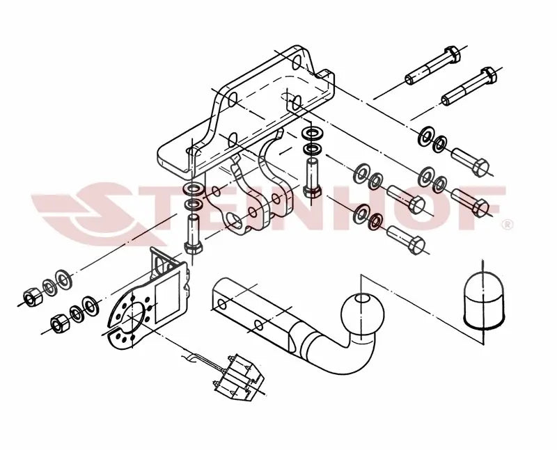 Tilhengerfeste Toyota Land Cruiser J125 (2003-2009) – fastmontert - sett bakfra