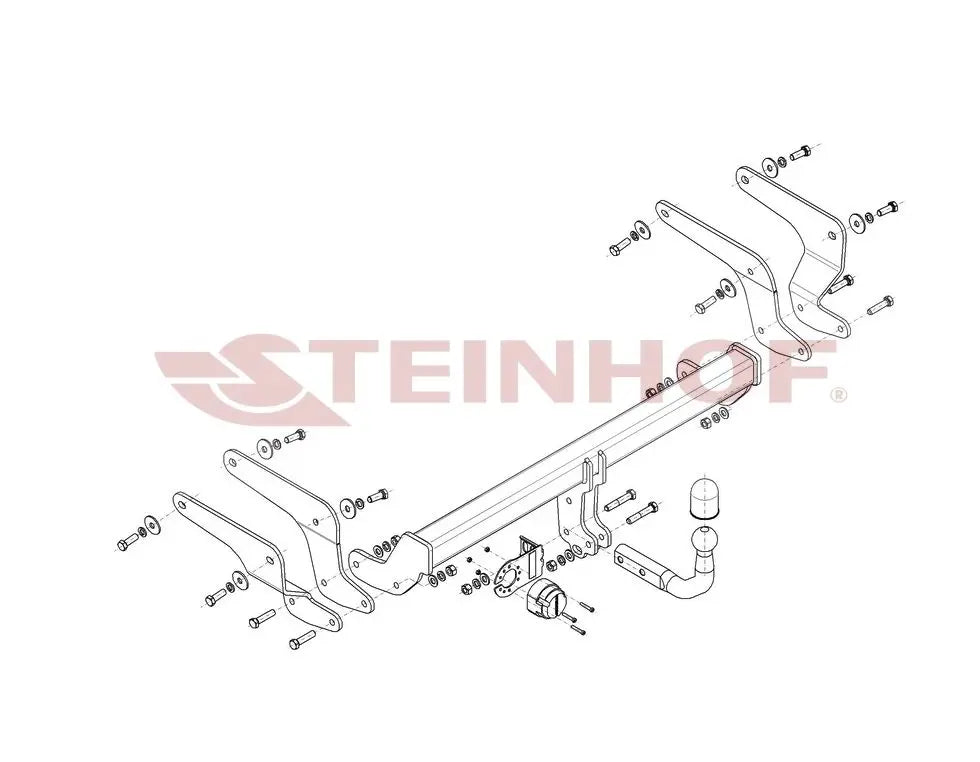 Steinhof fastmontert tilhengerfeste til Toyota RAV4 V (2018–) – D-verdi 10,90 kN, maks. 2100 kg tilhengervekt
