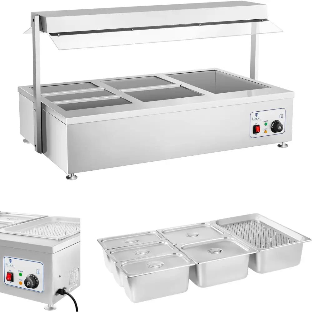 Tørrvarmebuffet Vannfri Frittstående 6 x Gn 150mm 55l Royal Catering - 1