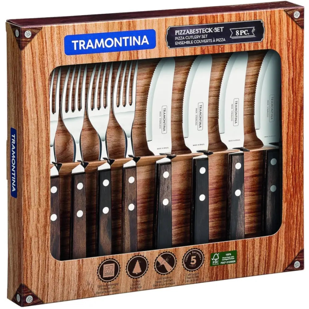 Tramontina Churrasco Pizzabesteck Med Tretupp - 8 Deler - 1