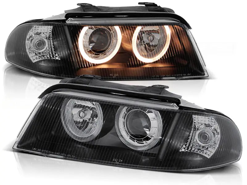 Frontlykter Audi A4 01.99-09.00 Angel Eyes Black Halo Rims | Nomax.no🥇