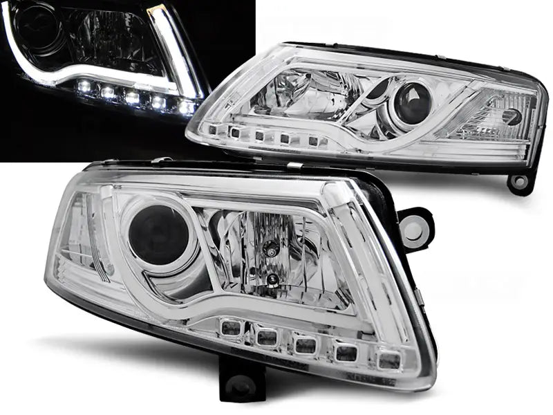 Frontlykter Audi A6 C6 04.04-08 Led Tube Lights Chrome | Nomax.no🥇
