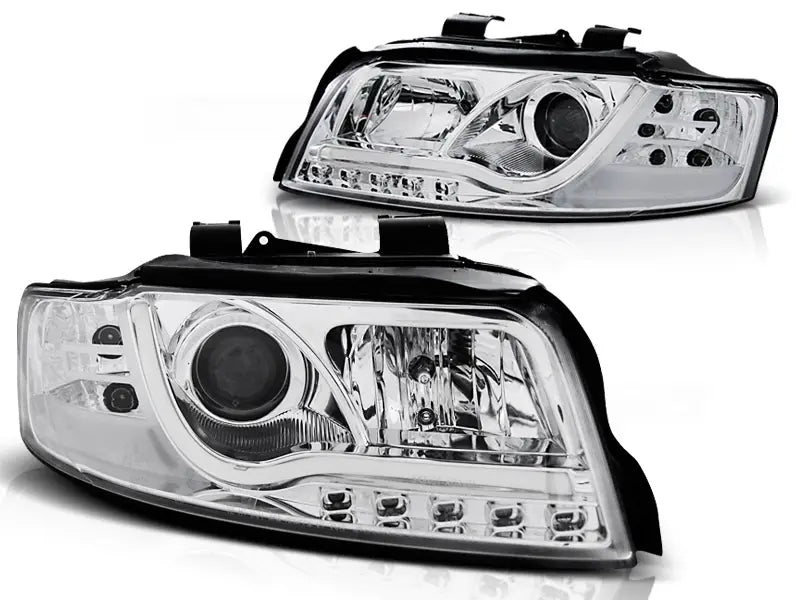 Frontlykter Audi A4 10.00-10.04 Tube Lights Chrome Tru DRL | Nomax.no🥇