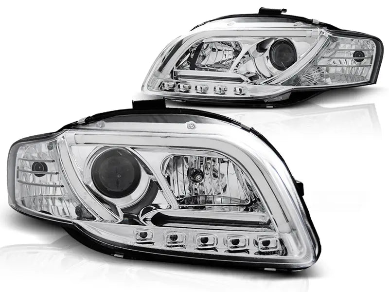 Frontlykter Audi A4 B7 11.04-03.08 Tube Lights Chrome Tru DRL | Nomax.no🥇