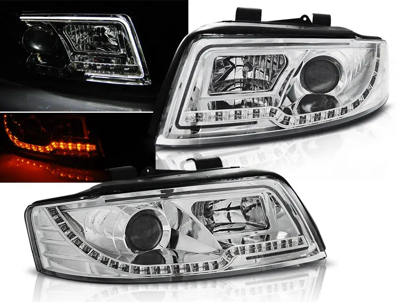 Frontlykter Audi A4 10.00-10.04 Led Tube Lights Chrome | Nomax.no🥇