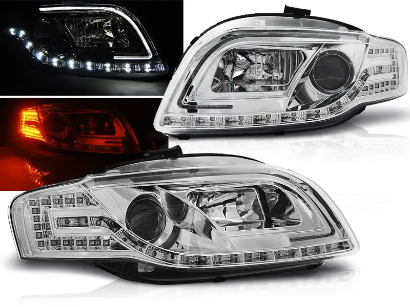 Frontlykter Audi A4 B7 11.04-03.08 Led Tube Lights Chrome | Nomax.no🥇