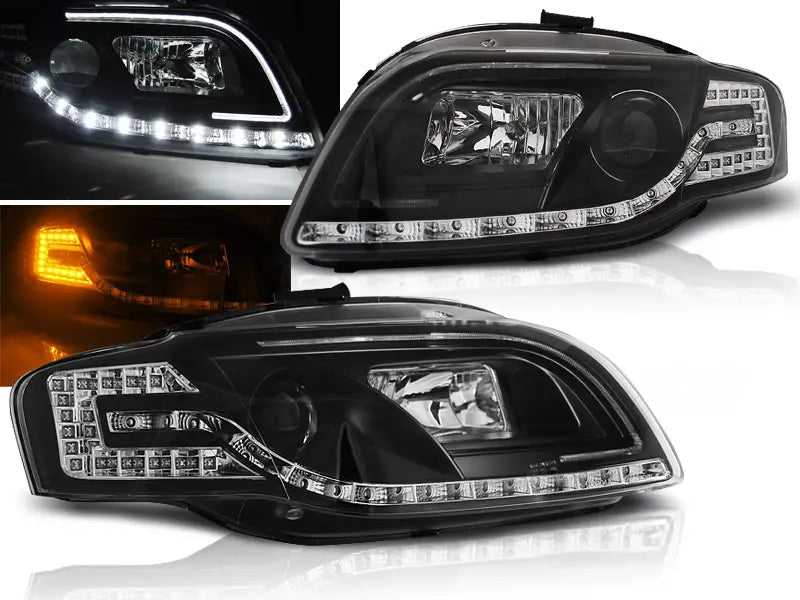Frontlykter Audi A4 B7 11.04-03.08 Led Tube Lights Black | Nomax.no🥇