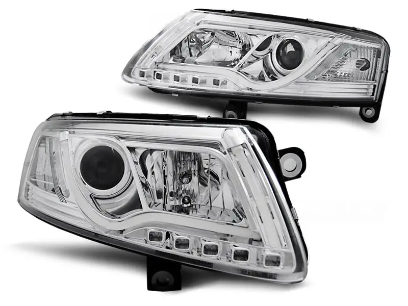 Frontlykter Audi A6 C6 04.04-08 Led Tube Lights True DRL Chrome | Nomax.no🥇