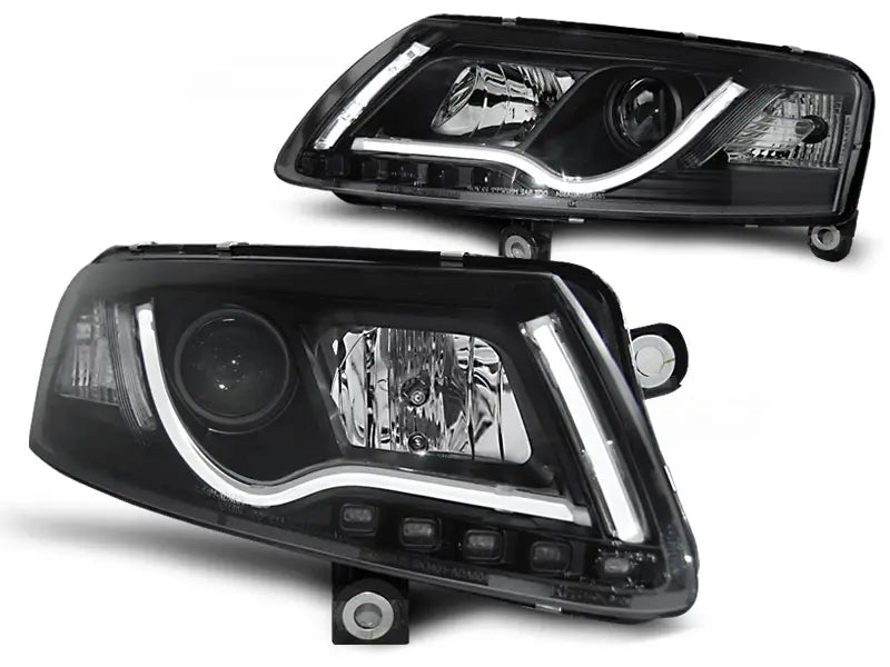 Frontlykter Audi A6 C6 04.04-08 Led Tube Lights True DRL Black | Nomax.no🥇